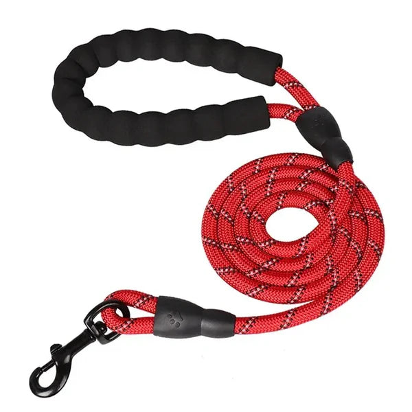 Reflective Rope Dog Leash — Padded Handle