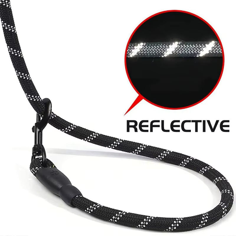 Reflective Rope Dog Leash — Padded Handle