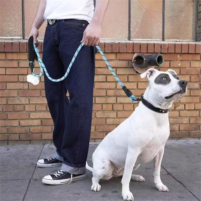 Reflective Rope Dog Leash — Padded Handle
