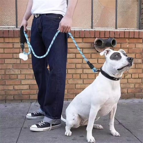 Reflective Rope Dog Leash — Padded Handle