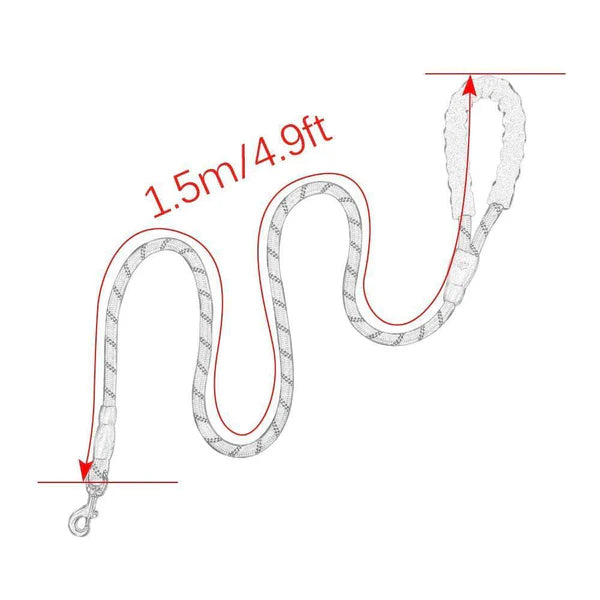 Reflective Rope Dog Leash — Padded Handle